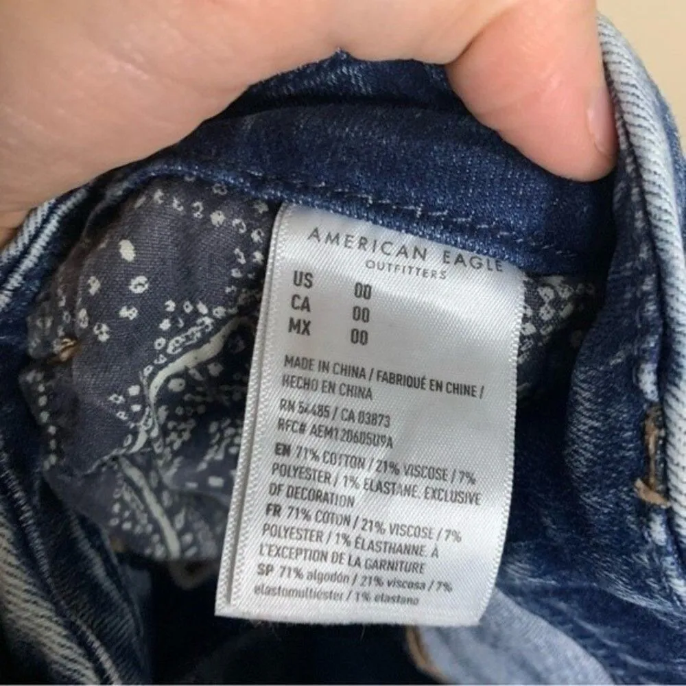 American Eagle Distressed Curvy Hi-Rise Shortie Jean Shorts Size 00 - Image 6