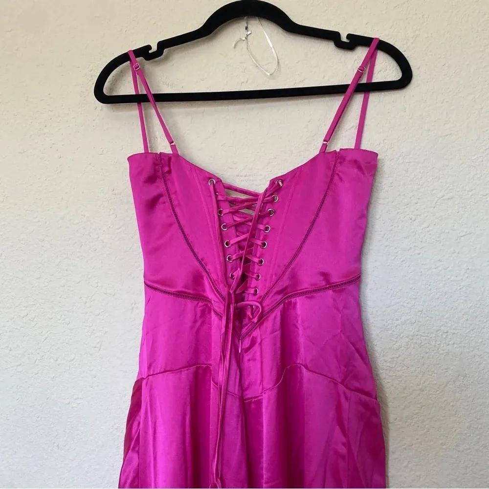 HOUSE OF CB 'Anabella'‎ Fuchsia Lace Up Maxi Dress NWOT size S - Image 10