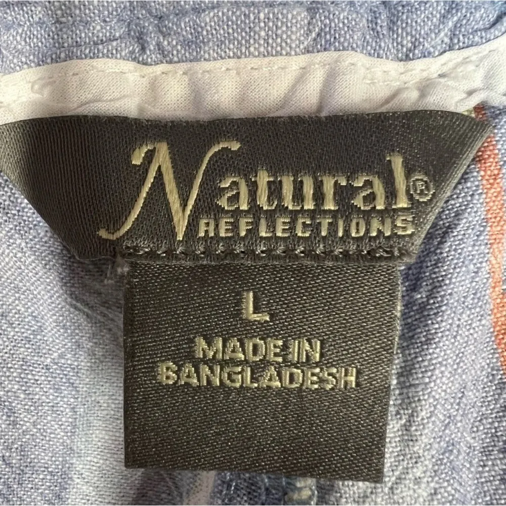 Natural Reflections Linen Blend Striped Wide Leg Pants Boho Cottagecore Coast L - Image 10