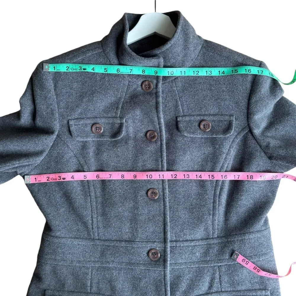 Mackintosh Long Wool Coat Dressy Warm Gray Large Women's Trench Winter Designer - Image 7