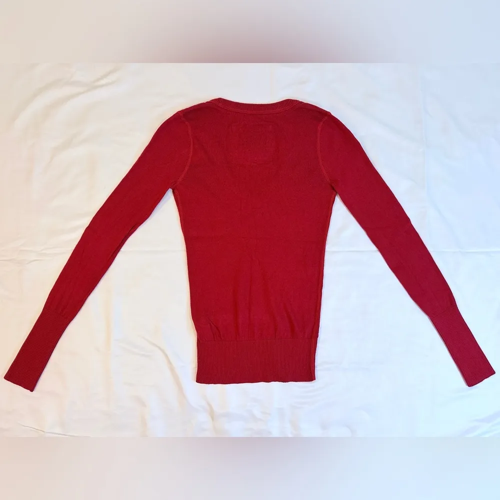 Vintage Y2K  V-Neck Embroidered Moose Sweater - Red - M - Image 4