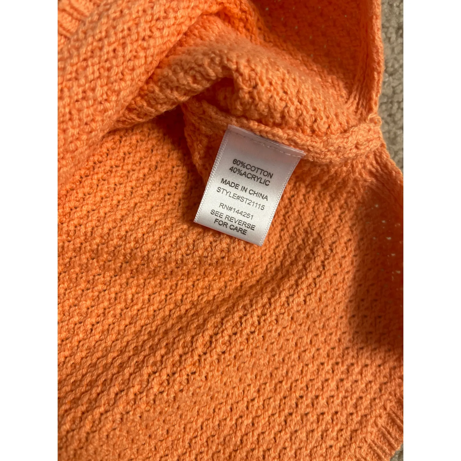 Sincerely Jules Boho Oversized Textured Cropped Coral Spring Sweater Size Medium Orange - Image 8