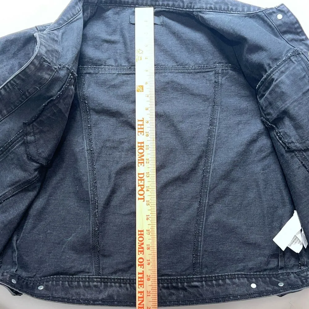 Forever 21 Women's Black Studded Denim Jacket Size L Casual - Image 5