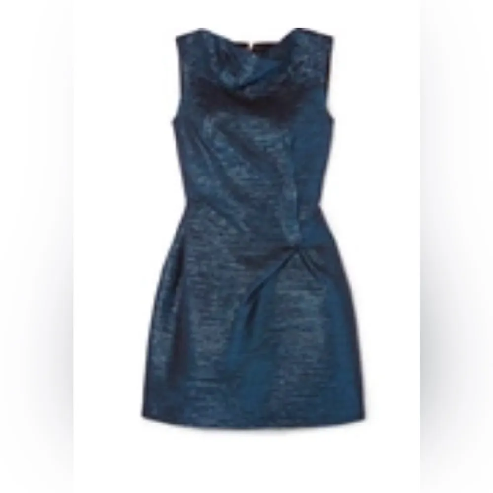 ROLAND MOURET Zonda Metallic Woven Mini Dress - Image 6