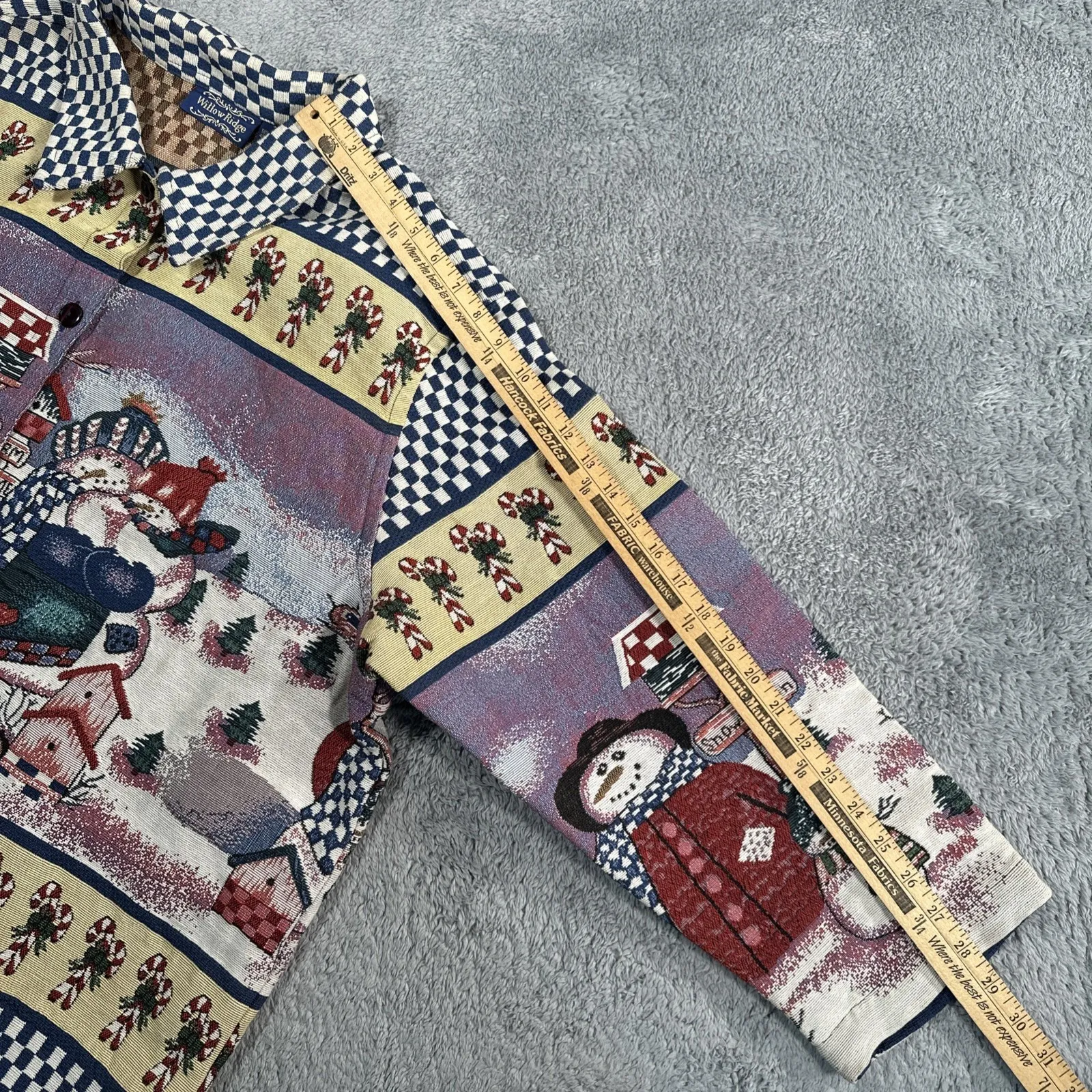 Willow Ridge Christmas Tapestry Jacket Women's SZ 3XL Winter Snowman AOP Vintage - Image 8