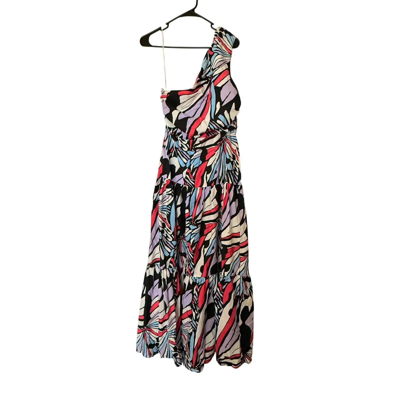 Maeve Anthropologie One Shoulder Maxi Dress Colorful Abstract Print   Size 8 NWT - Image 3
