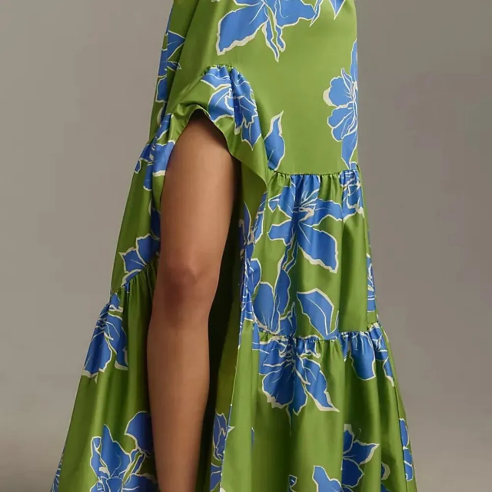 Hutch Floral Halter Maxi Dress NEW (green w/blue) - Image 5