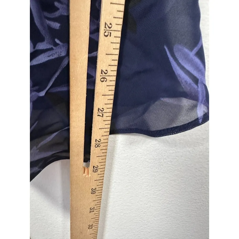 Vintage Calvin Klein Small Nightgown Blue Floral Spaghetti Straps Sheer Sexy - Image 6