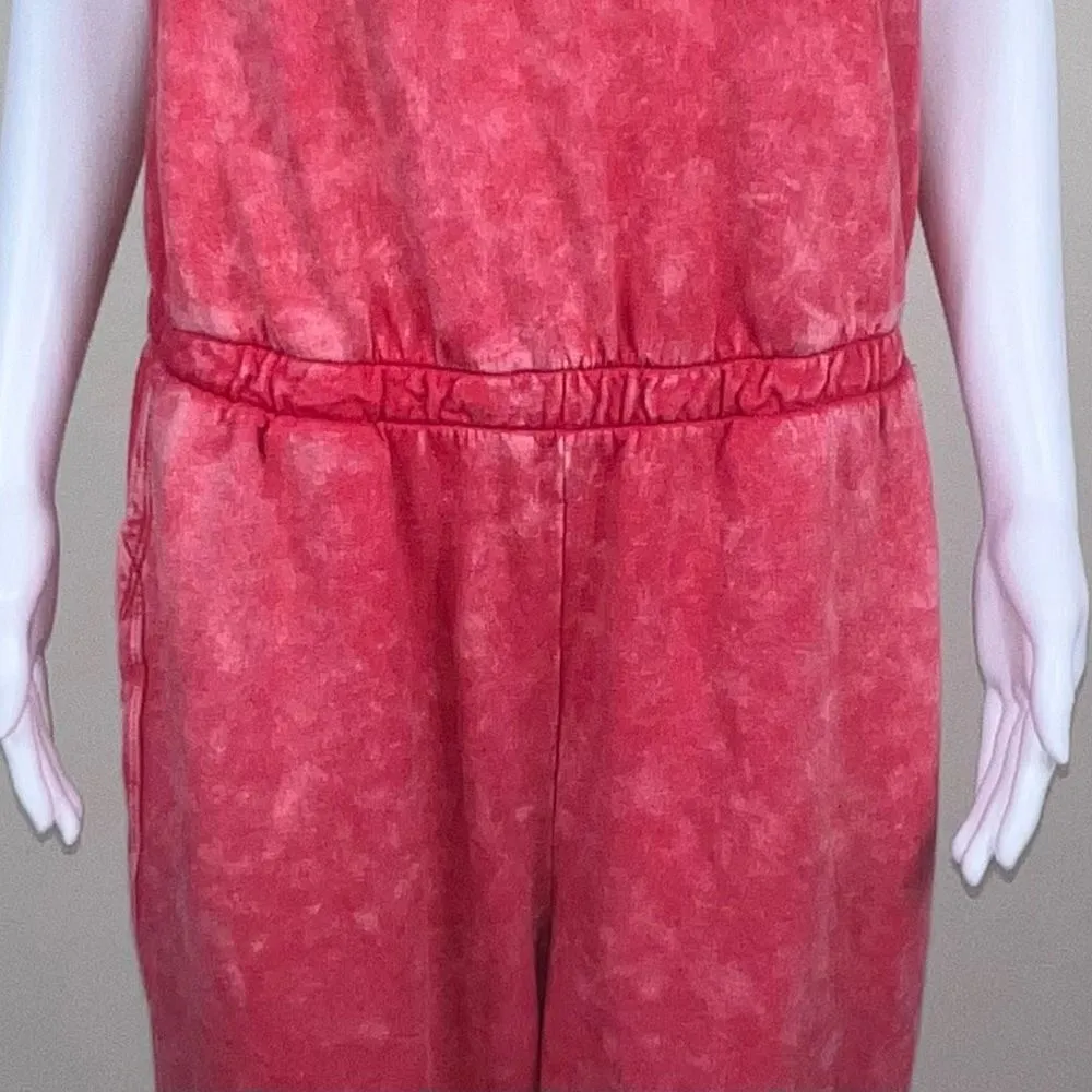 Lane Bryant Livi Activewear Acid Wash Sleeveless Red Jumpsuit (14/16) - Image 4
