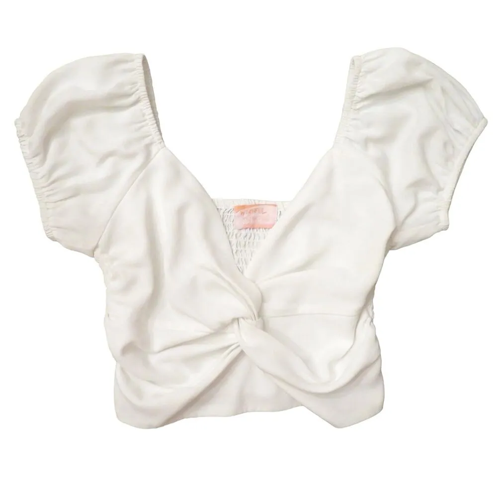 Wishful Thinking Womens Pullover Puff Sleeve Crop Top, Sweetheart White S NWOT - Image 9