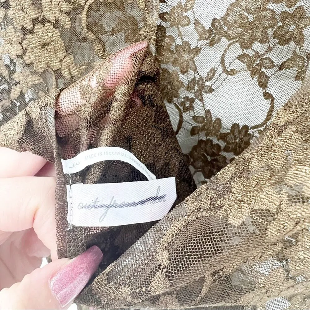 NEW Urban Outfitters Out From Under Kat Lace Open Back Mockneck Bodysuit L Green - Image 6