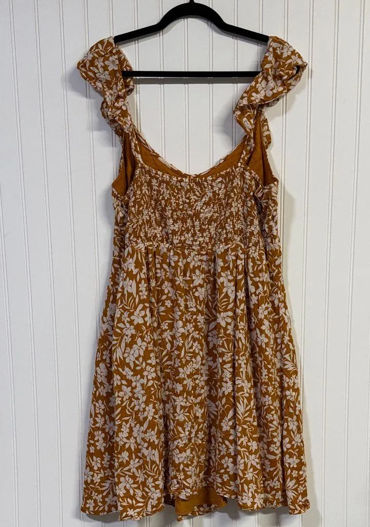 Old Navy Women's XL Mustard Yellow and White Floral Dress - Image 7
