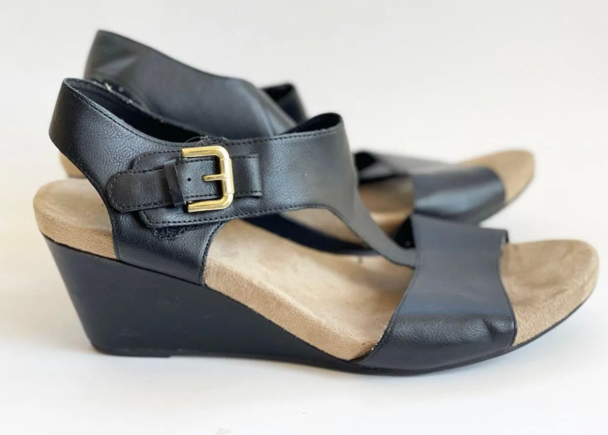 Womens Comfort Plus Black Wedge Sandals - Sz 10 - Image 2