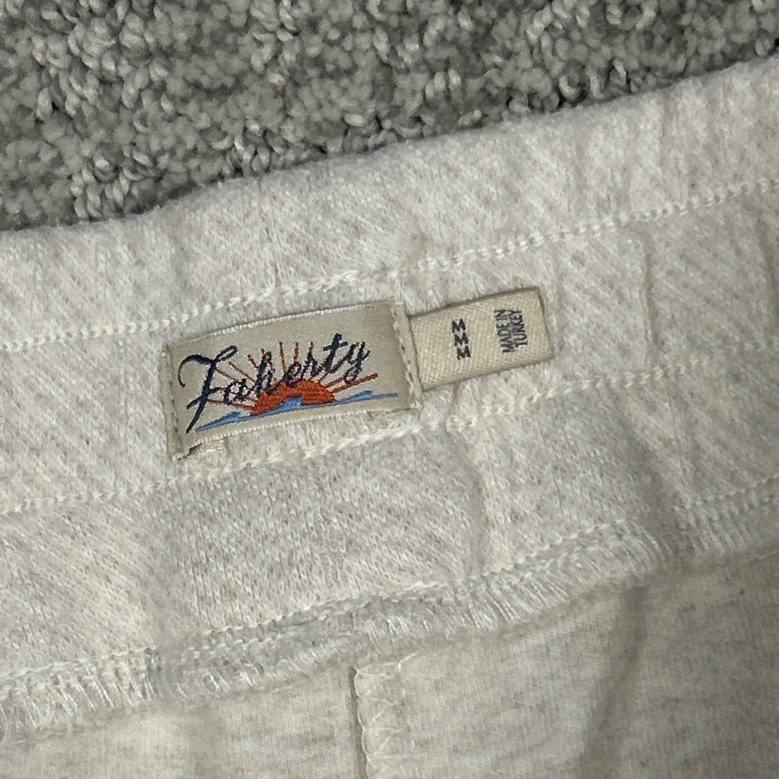 Faherty Legend Lounge Wide Leg Pants Womens Medium Pockets Cream Organic Cotton - Image 3