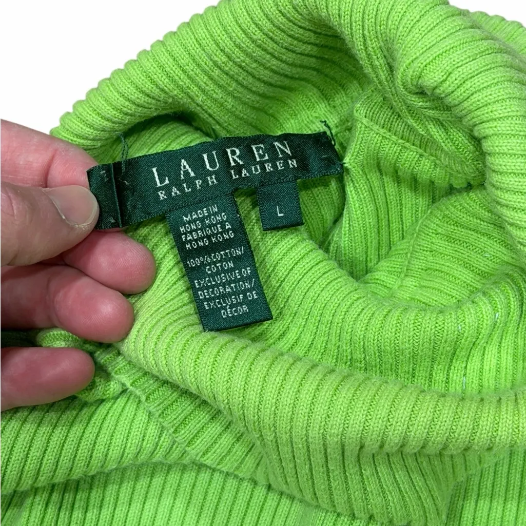 💚 Lauren Ralph Lauren Women’s Green Ribbed Turtleneck Sweater | size L 💚 - Image 4