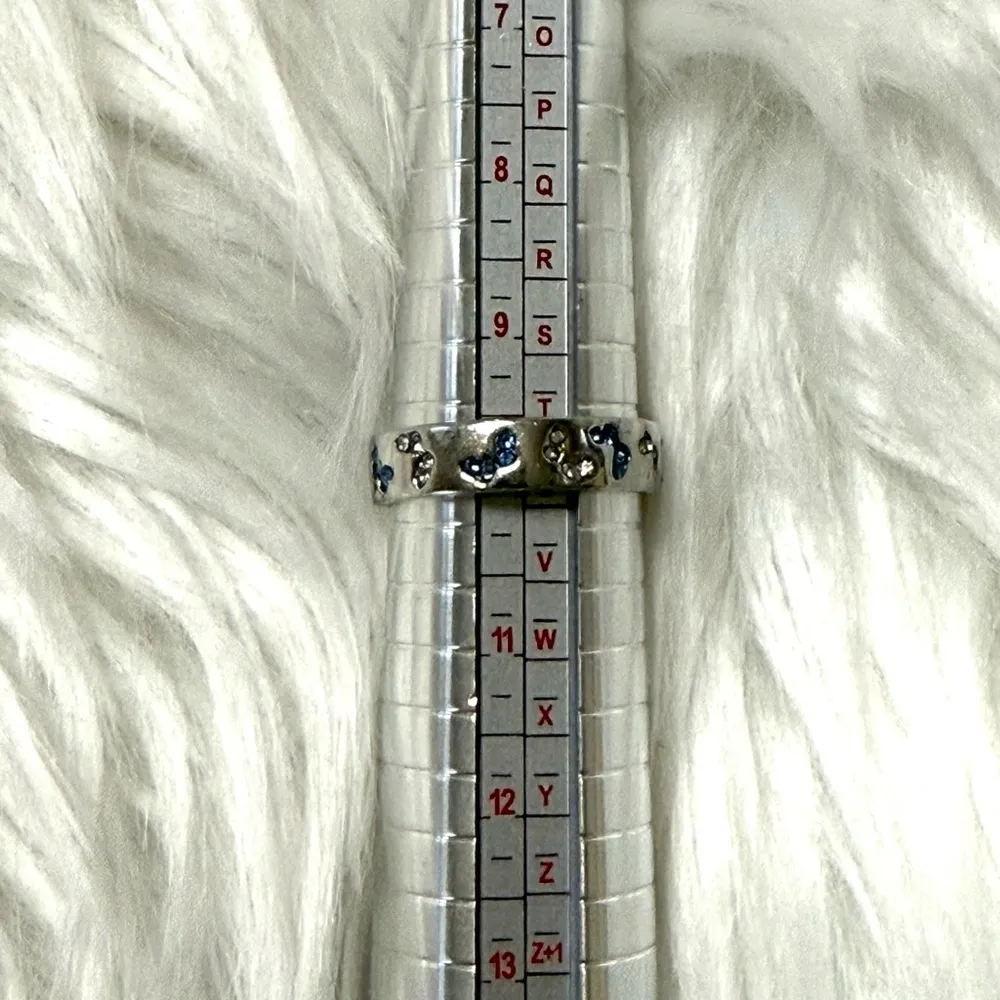 Ring Butterflies Silver Tone with Blue and Clear Crystals Size 10 - Image 4