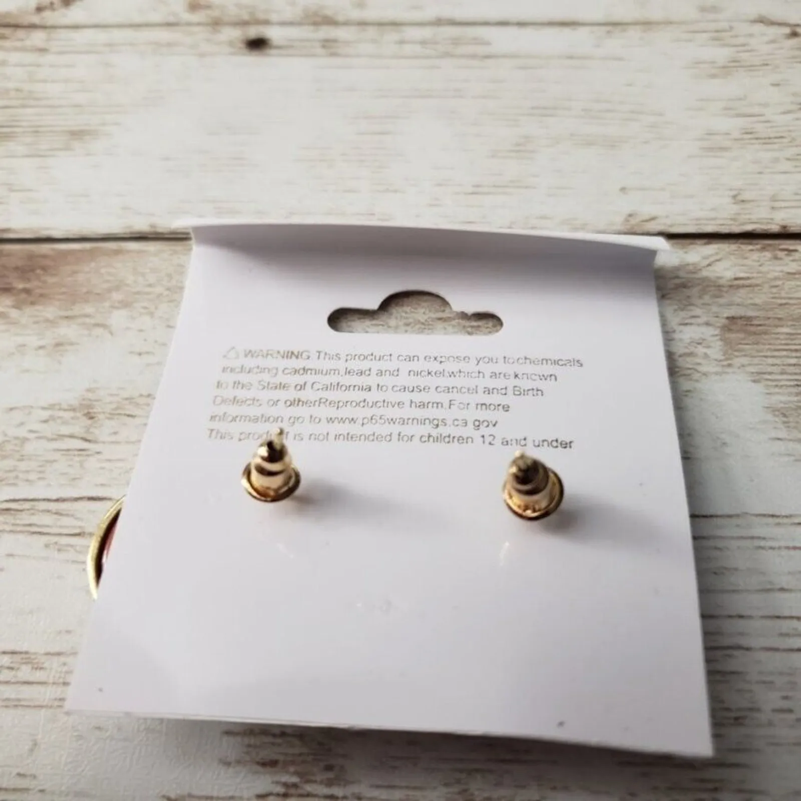 Chloe Accessory Stud Earrings Gold Tone, Orange, Clear Gem - Image 3