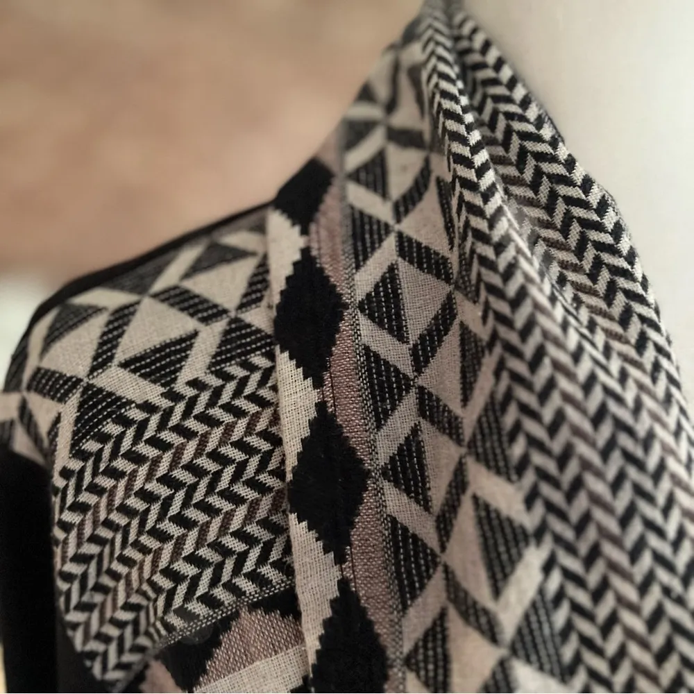 Skies Are Blue Cardigan Open Front Black Tan Faux Suede S Southwestern Boho Chic - Image 5