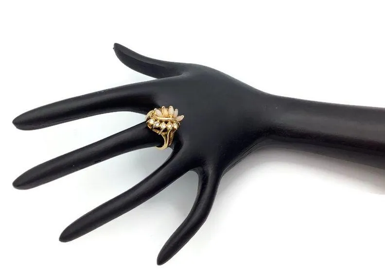 Hallmark Vintage Opal Pinky Ring Size 4.5 Gold Tone  Marker Multiple Gemstones - Image 3