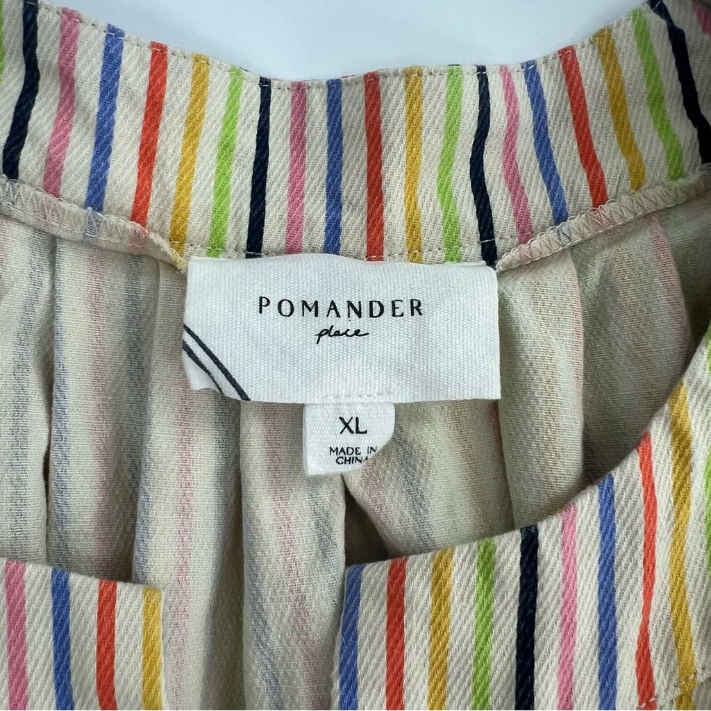 Tuckernuck Pomander Place Rainbow Stripe Finley Flutter Sleeve Top XL - Image 4