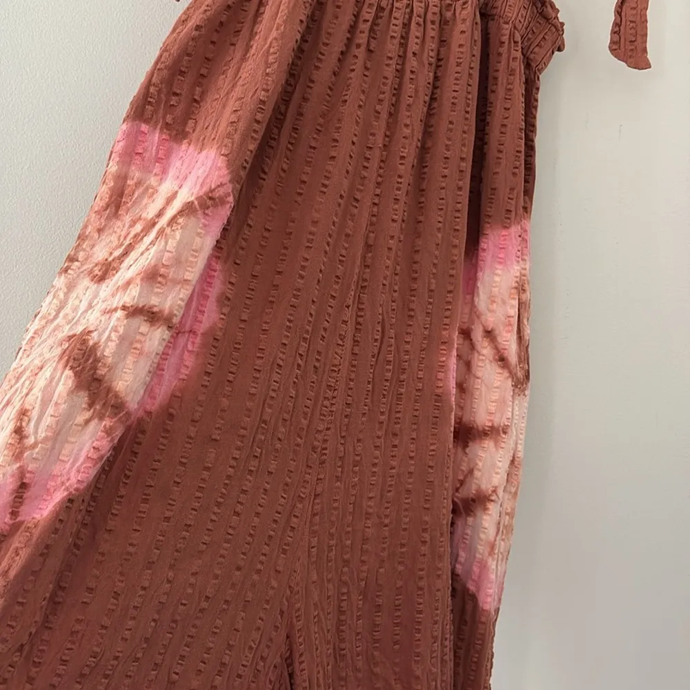 Anthropologie The Odells Josephine Jumpsuit Wide Leg Tie Shoulder Rust Size M Size M - Image 11