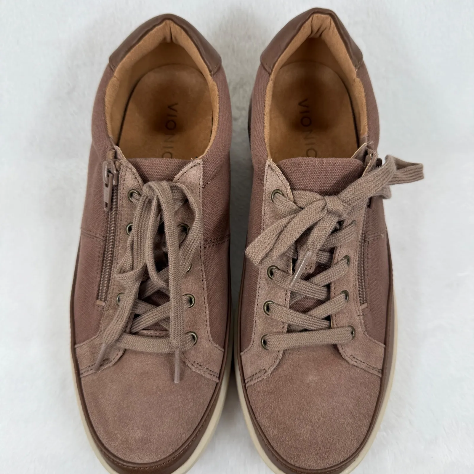 Vionic Relax Lace Up Sneaker Women's Brown Leather Accent Casual Shoes 9.5 - Image 3