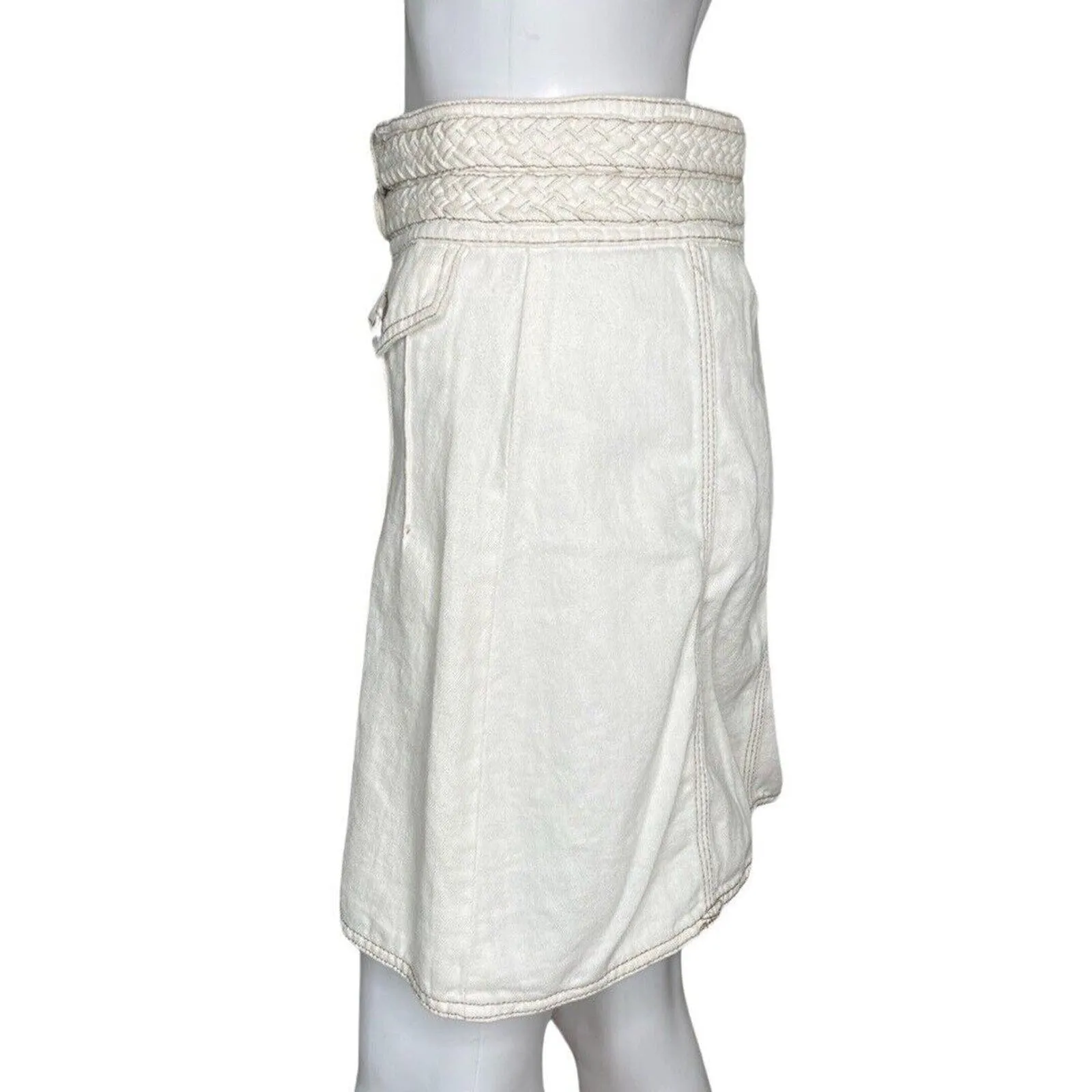Free People Skirt Womens 2 White‎ Braided Baby Mini Skirt Neutral Minimalist - Image 3