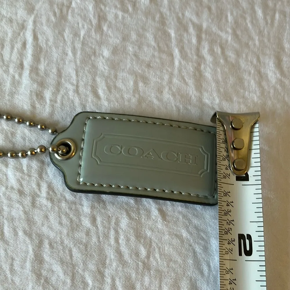 Coach: Gray Leather Keychain/ Handbag Tag- Silver Tone - Image 13