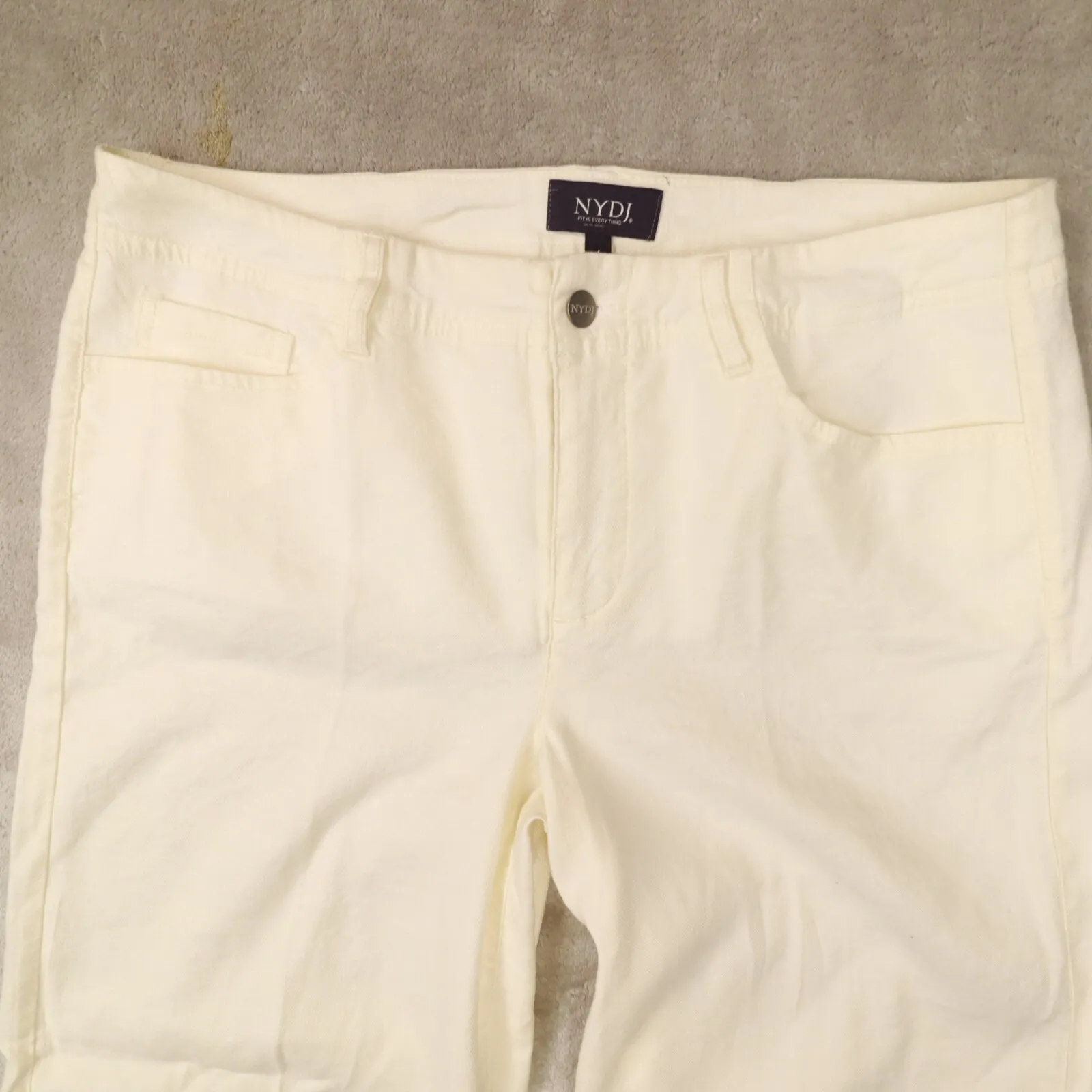 NYDJ‎ Women's Ivory Cream Linen Blend Wide Leg Cropped Stretch Pants Size 4 - Image 2