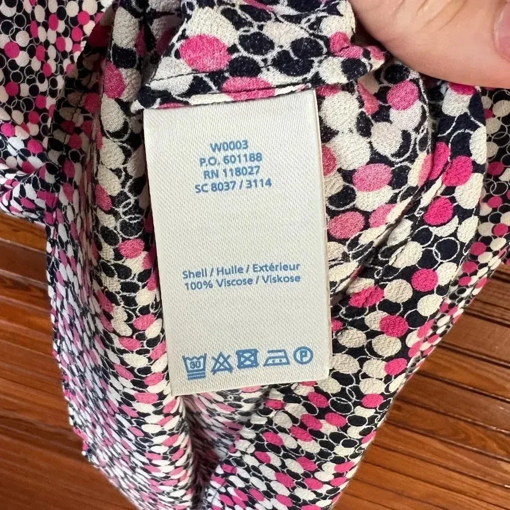 BODEN Circle Print Three Quarter Sleeve Dress Pink Blue White Size 6L - Image 11