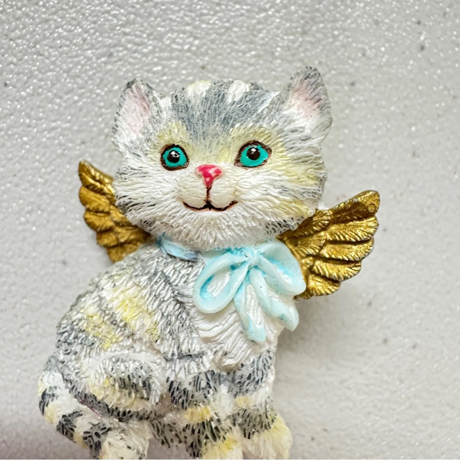 Vintage Kitty Cat Angel Resin Pin Brooch Jewelry Women’s Gray - Image 2