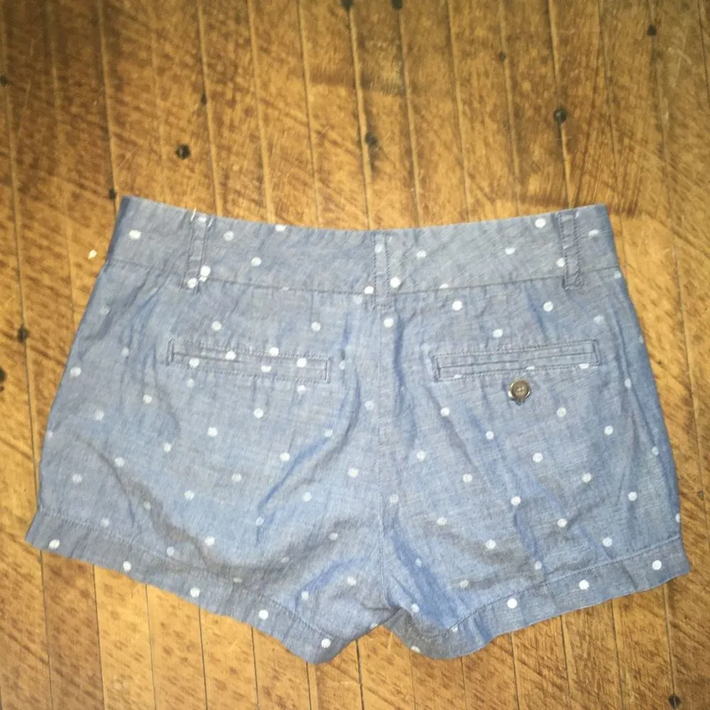 J Crew Factory chambray polka dot size 2 flat front shorts Blue - Image 3