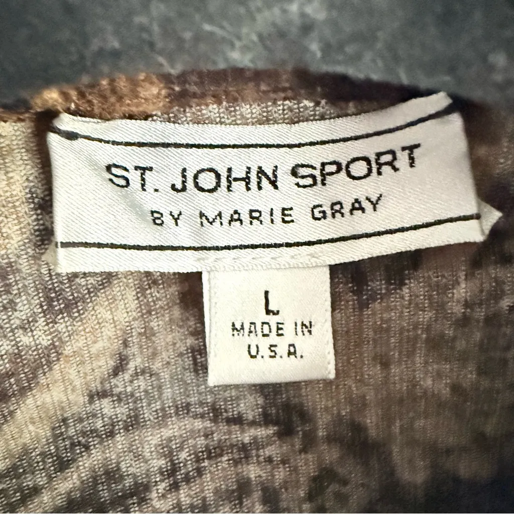 Vintage St. John Sport Marie Gray Corduroy Magnetic Zipper Military Jacket Large Brown - Image 9