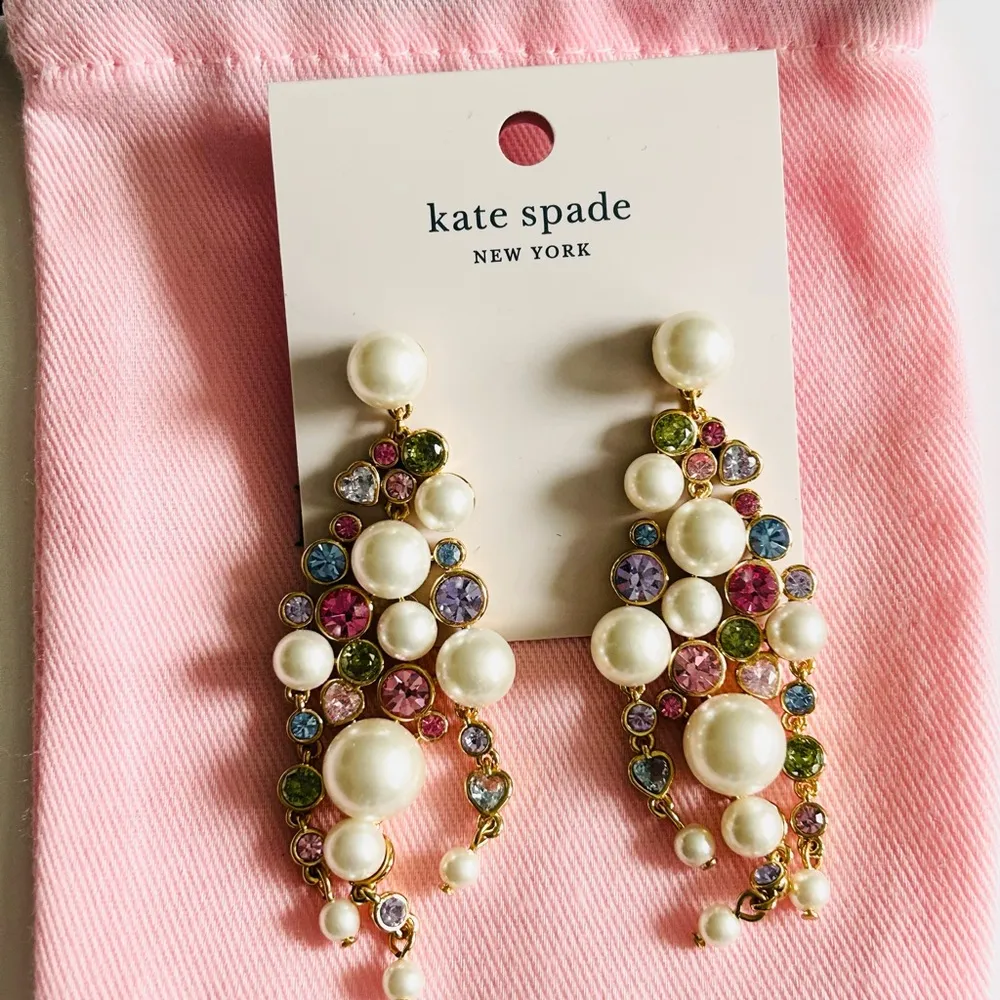 Kate Spade. Multicolor Pearl Caviar Statement Earrings NWT & Dust Bag - Image 4
