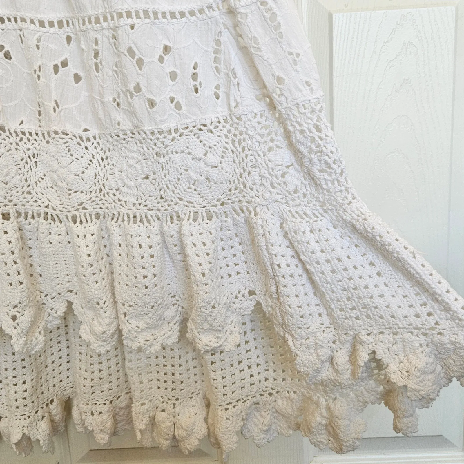 Free People LoveShackFancy Hasina Gown White Vacation Beach US 6 - Image 10