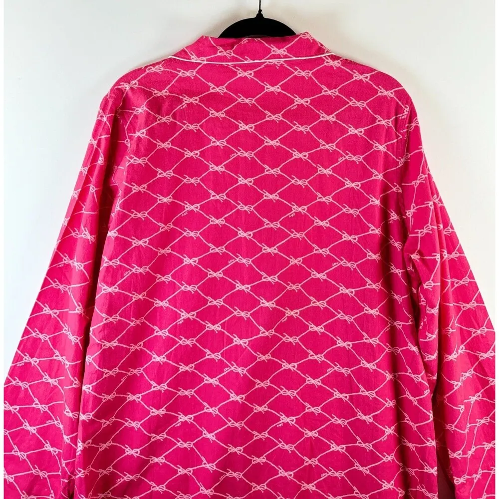 Lilly Pulitzer Womens Pajama Top Pink Button Up Shirt Long Sleeve Loungewear XL - Image 7