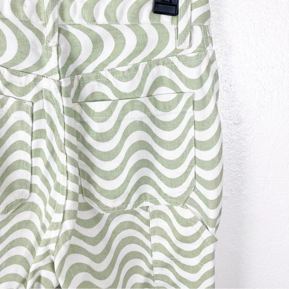 PACSUN Green And White Wavy 90’s BF High Rise Carpenter Jeans, Size 26 - Image 9