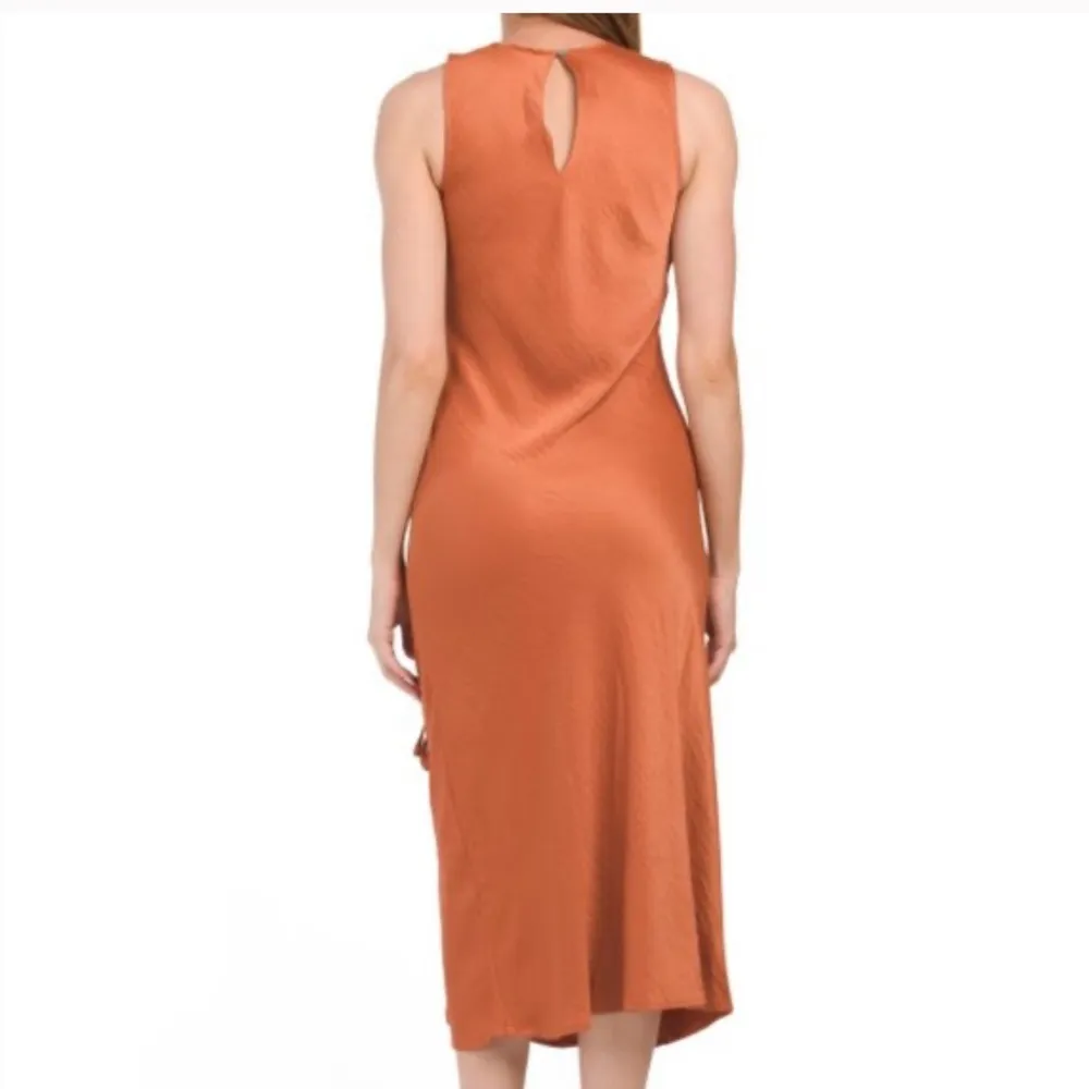 House of Harlow 1960 Ruched Midi Orange Dress - Image 5