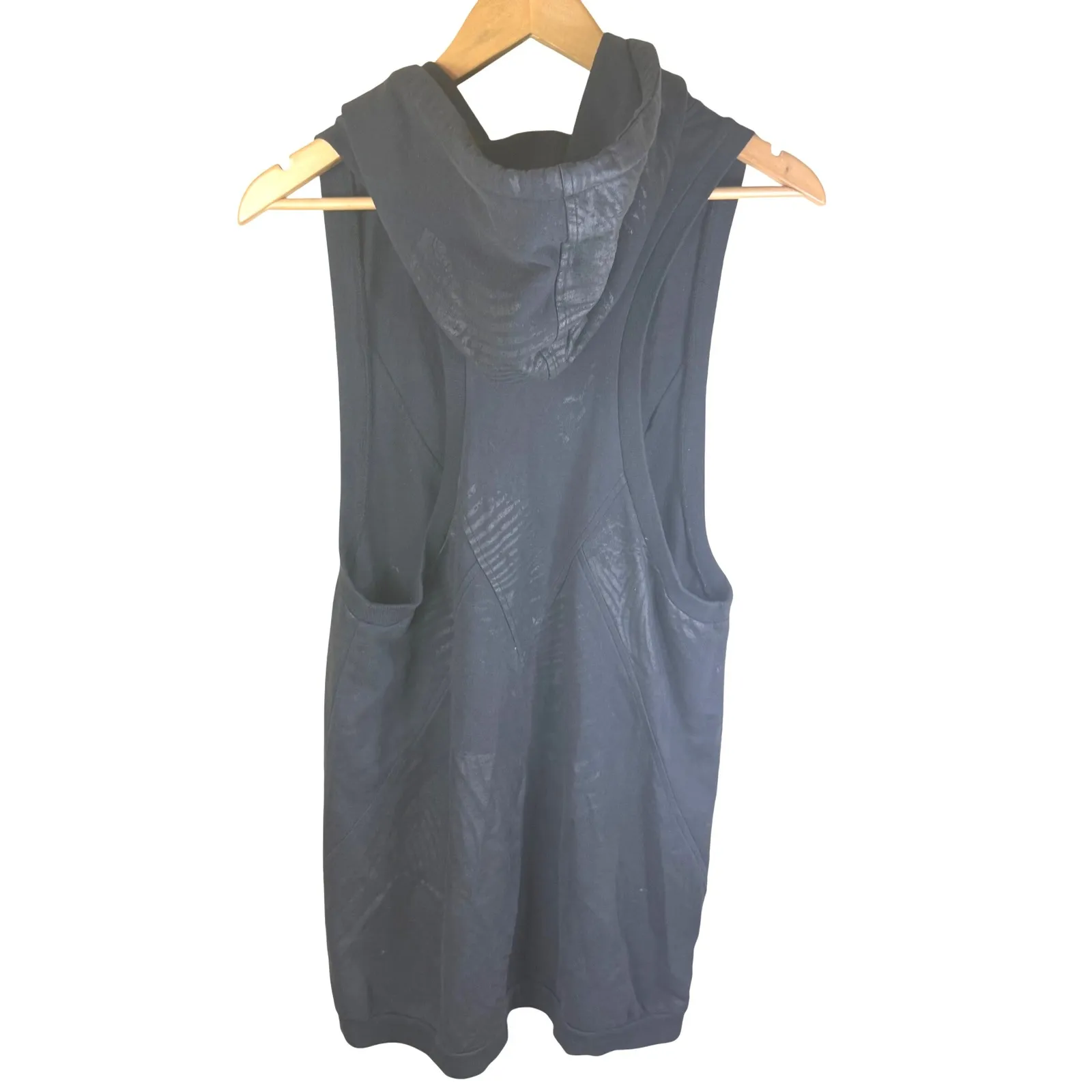 Nikita Womens Black Sleeveless‎ Zip Up Hoodie Vest Size S Graffiti Style Logo - Image 7