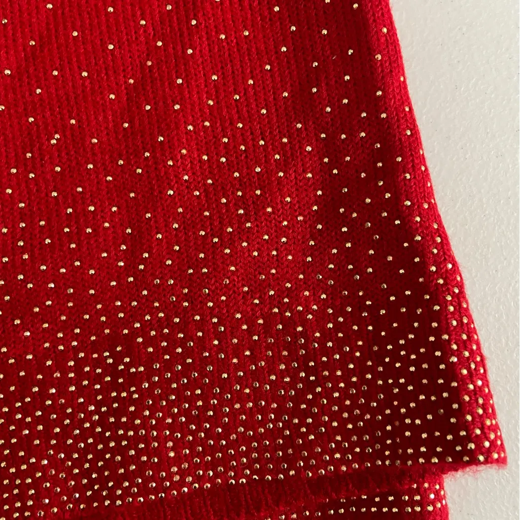 NEW Simply Noelle‎ women’s red soft knit gold jeweled infinity single loop scarf - Image 3