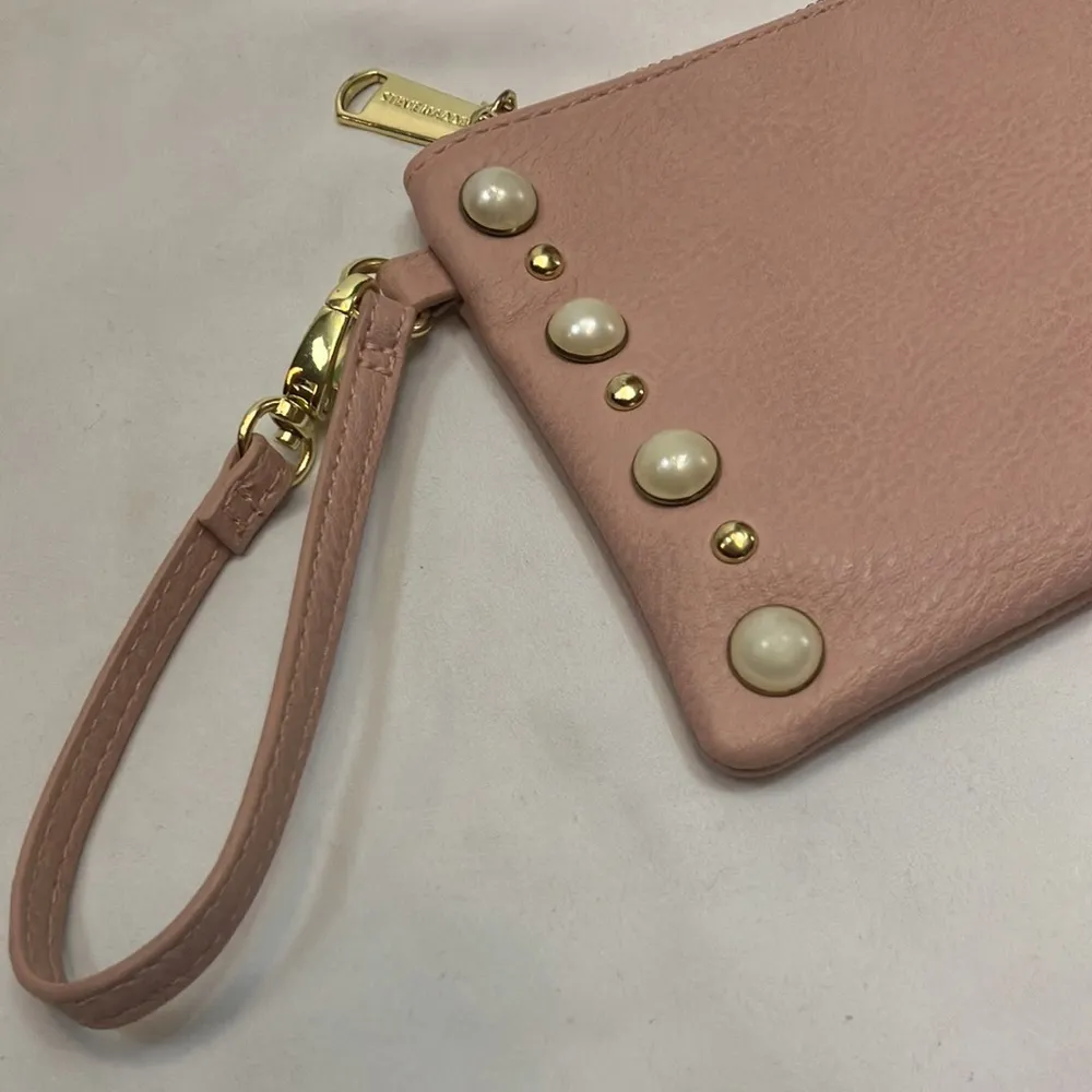 Steven Madden pink mini wristlet bag with pearls and gold studs 6x8 size bag - Image 2