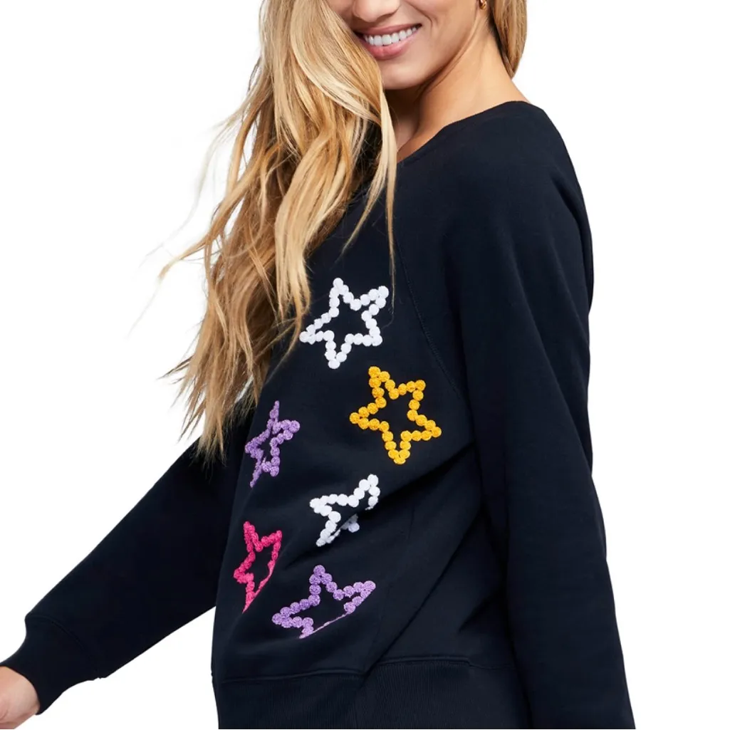 Wildfox Celestial Stiches Star Sommers Relaxed Fit Sweatshirt Black Size XL - Image 7