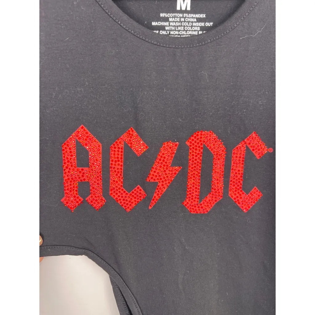 AC/DC Rhinestone Cutout Maxi Dress – Women’s M – Rock Band Graphic Tie-Side Dres - Image 3