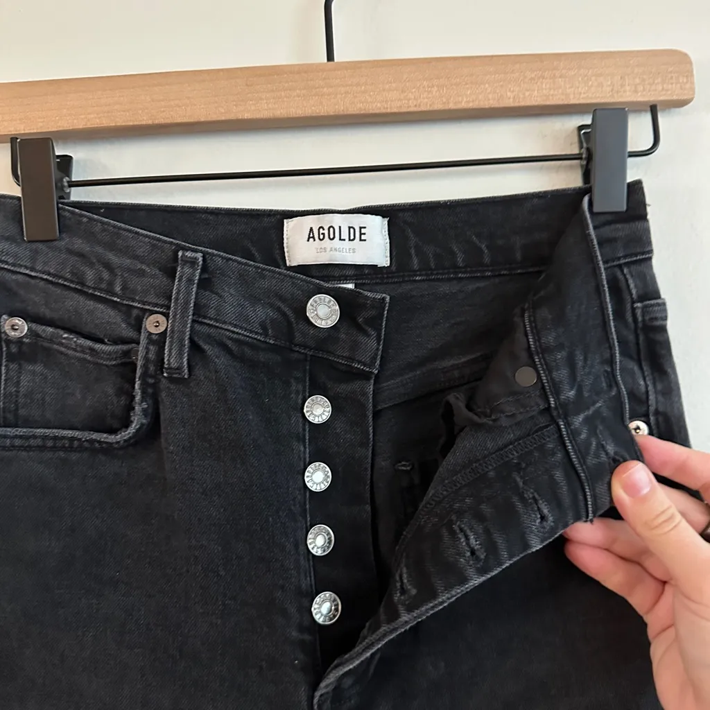 AGOLDE Riley High Rise Straight - Black - Size 23 - Image 11