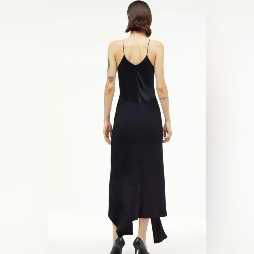 Zara Narciso‎ Rodríguez Black Christmas Maxi V-Neck Silk Blend Slip Dress Sz M - Image 2