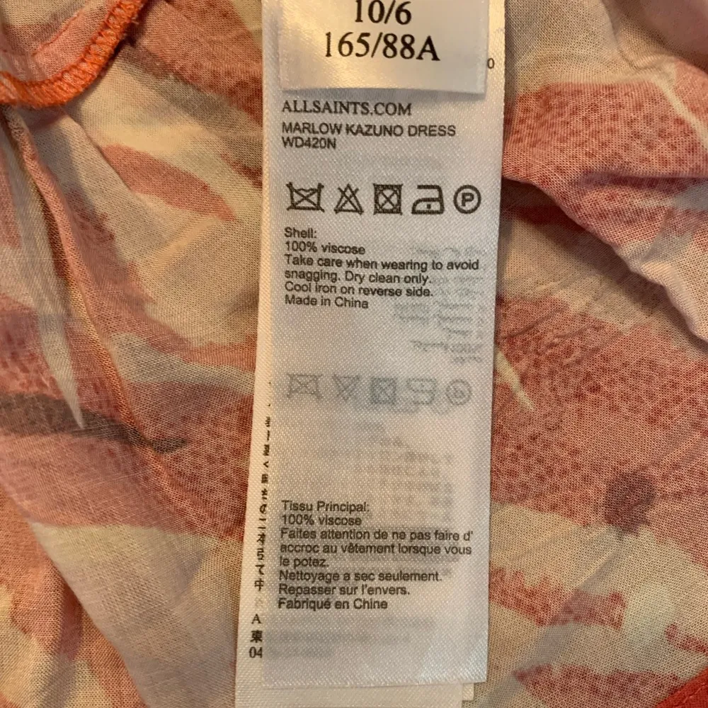 AllSaints Wrap Dress S 6 Marlow Kazuno Red Wrap Floral Smart Summer Day Casual - Image 9