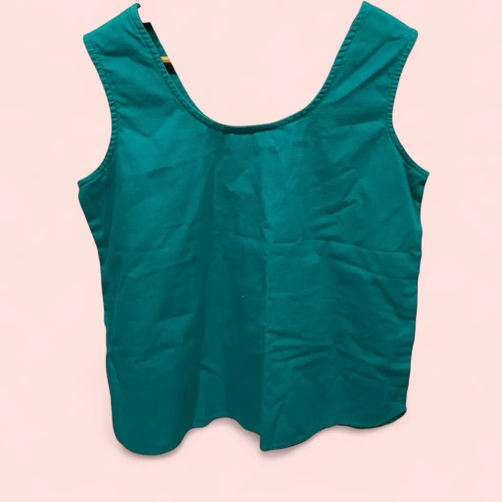 Vintage 80’s aqua cotton boxy luxury tank Richard James New York Blue Size L - Image 2