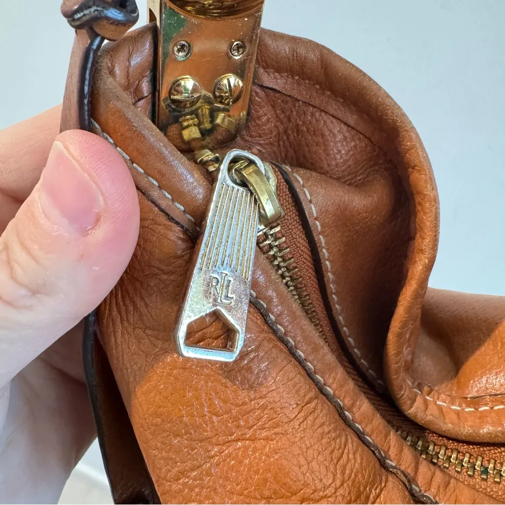 Lauren Ralph Lauren Cognac Leather Hobo Bag - Image 12