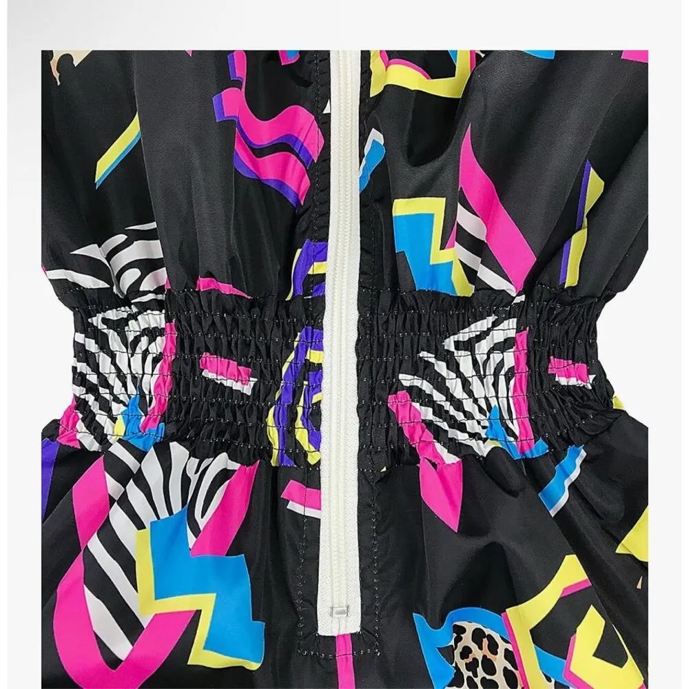 NEW 80’s Punk Print Jumpsuit Tracksuit Set L Black Size L - Image 3