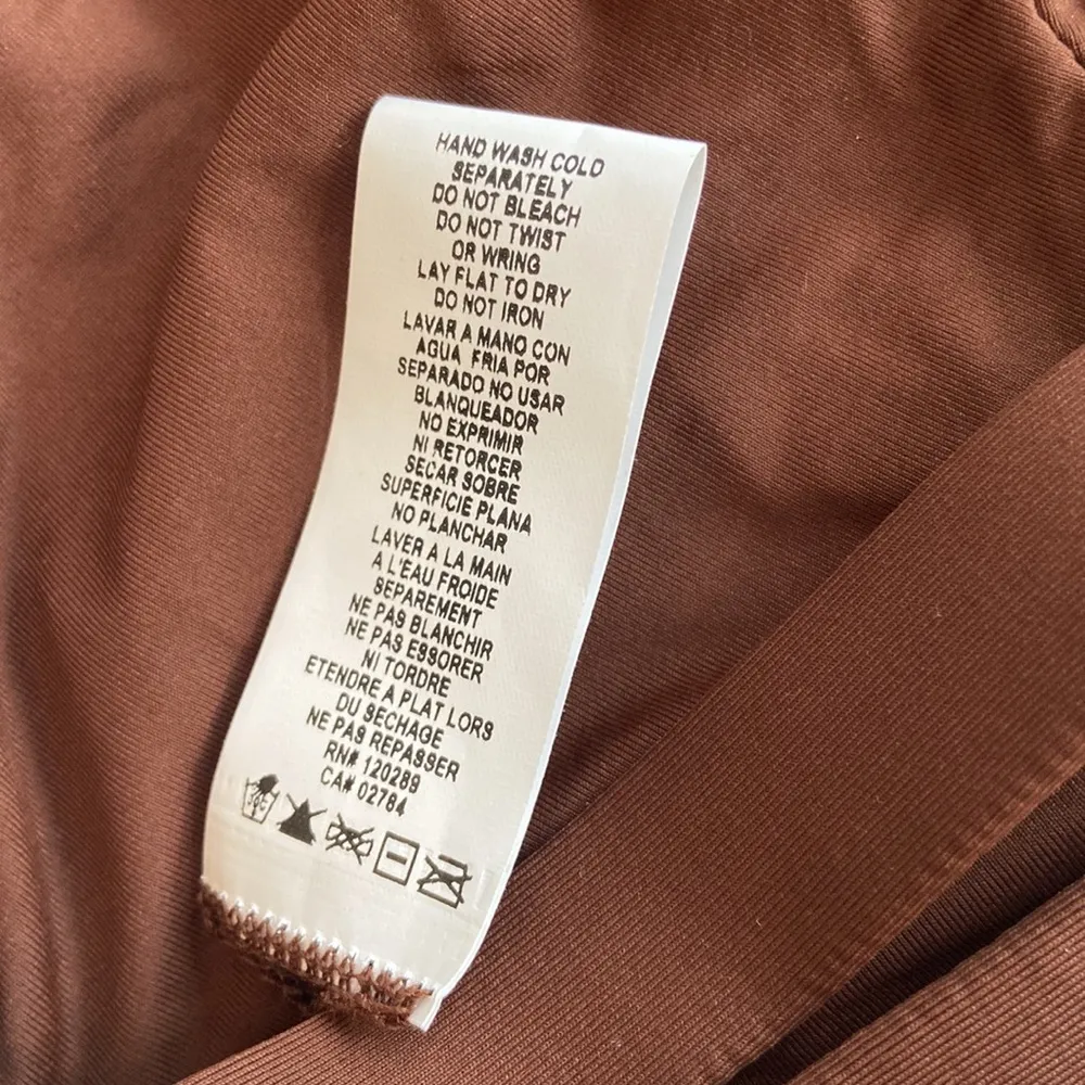 VITAMIN A NEUTRA Triangle Bralette Bikini Top Size L 14DD Chocolate Brown NEW! - Image 13